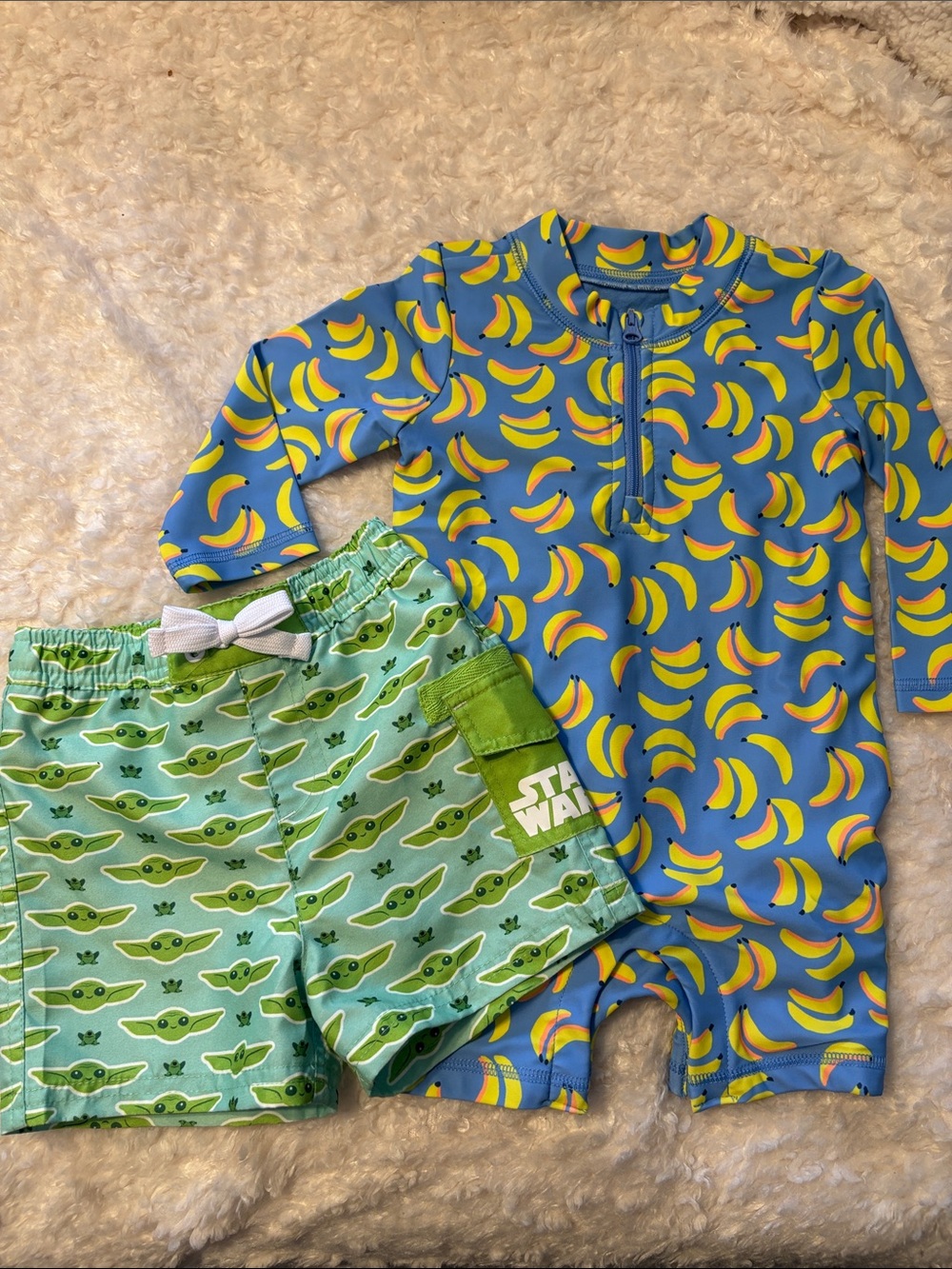 Swim Set Grogu Trunks 9-12M & 12-18M Banana Gap Long Sleeve Rash Guard